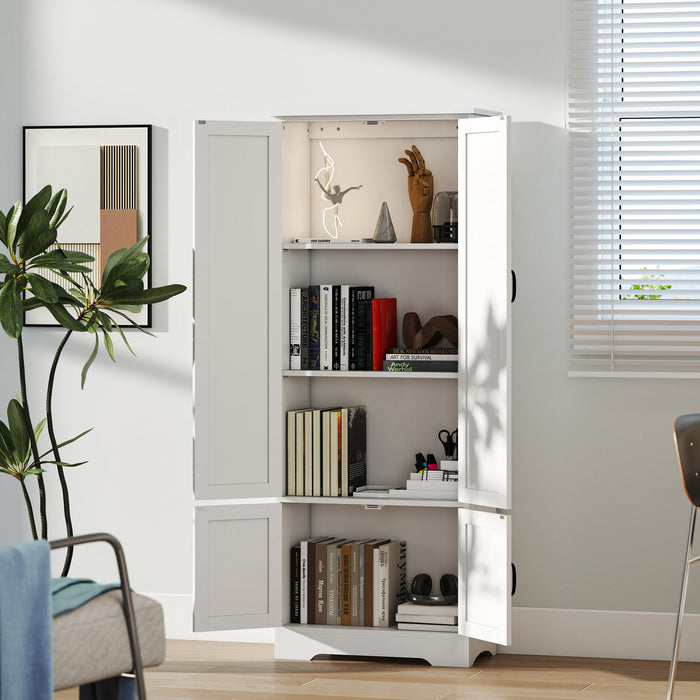 HOMCOM Garde-manger de cuisine 60 po, meuble de rangement, blanc