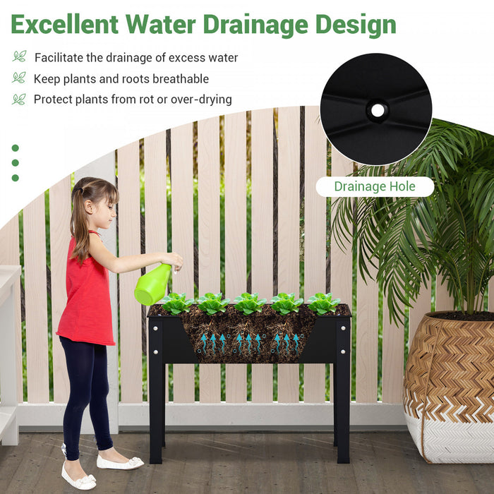 Costway 24\" Lit De Jardin Eleve Avec Les Jambes Metallique Eleve Planter Boite De Drainage Trou Arriere Cour