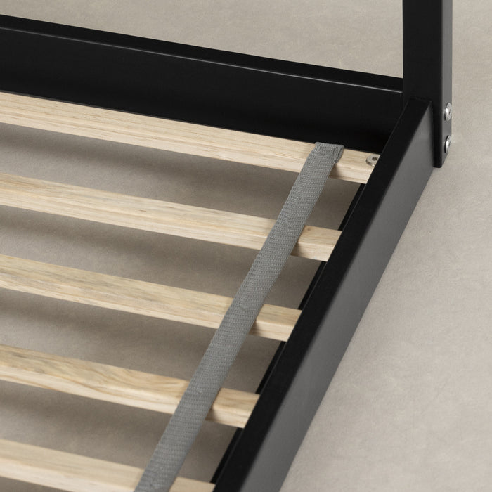 Lit maison Sweedi avec cheminée - noir