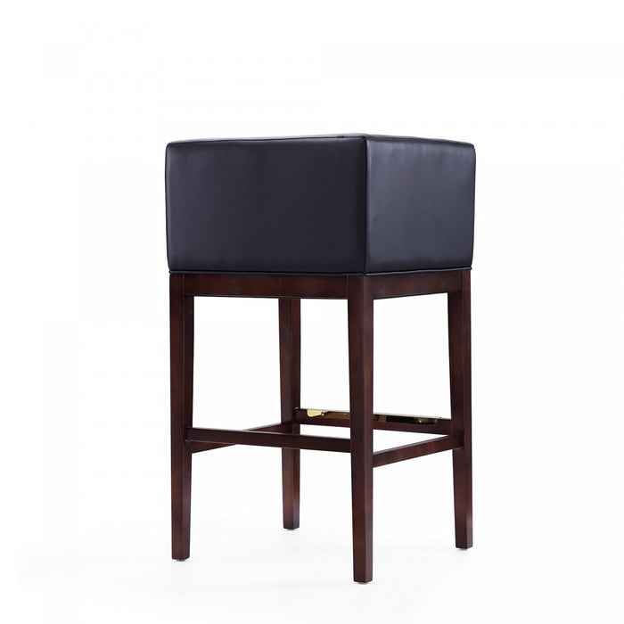 Tabouret de bar Kingsley style milieu du siecle en bois et tissu noir - Lot de 2