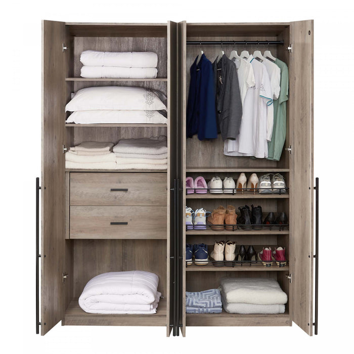 Armoire-penderie moderne Lee 2 pieces en gris rustique