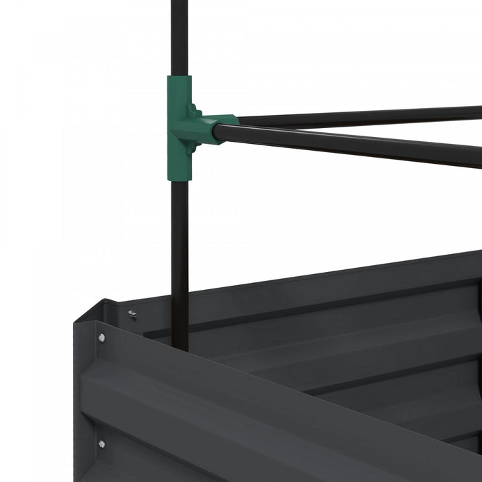 Outsunny Lit De Jardin Sureleve Galvanise Avec Cage En Treillis, Gris