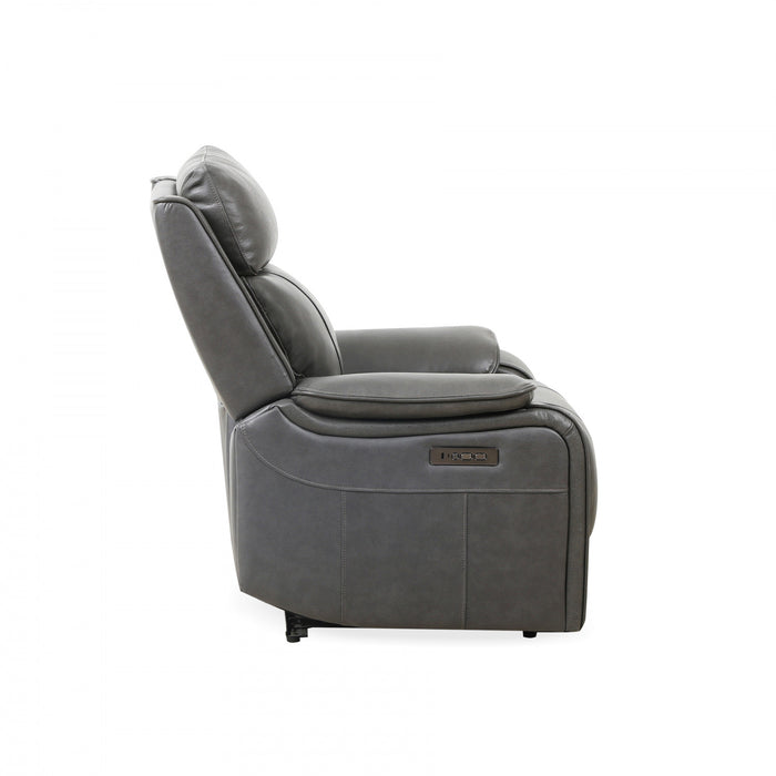 Fauteuil inclinable electrique a mouvement coulissant Marlow de 37 po en cuir assorti avec USB/USB-C - Charbon