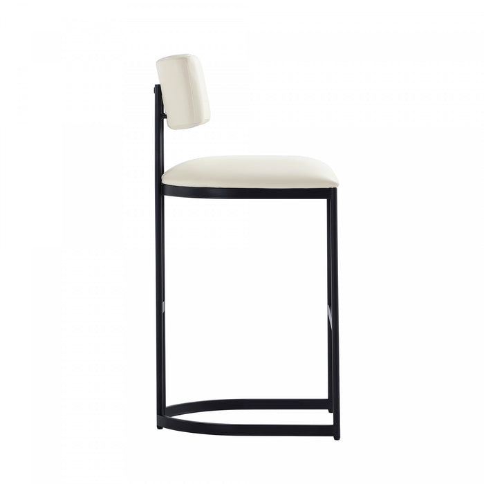 Tabouret de bar moderne contemporain en metal Juno, ivoire