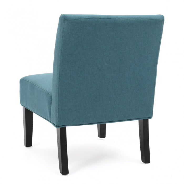 Fauteuil D’appoint Oliver En Tissu aspect lin Avec Pieds En Bois Caoutchouc - Bleu Sarcelle