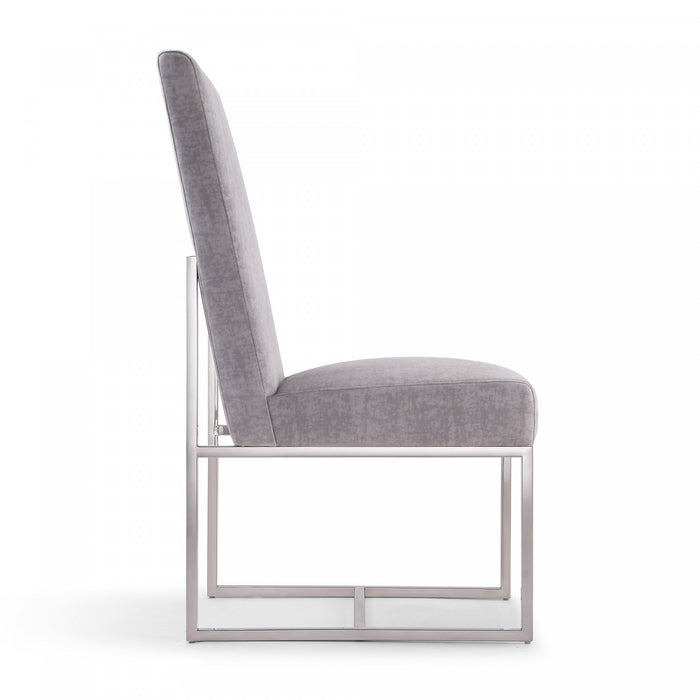 Chaise de salle a manger moderne en velours et metal Element gris - Lot de 2