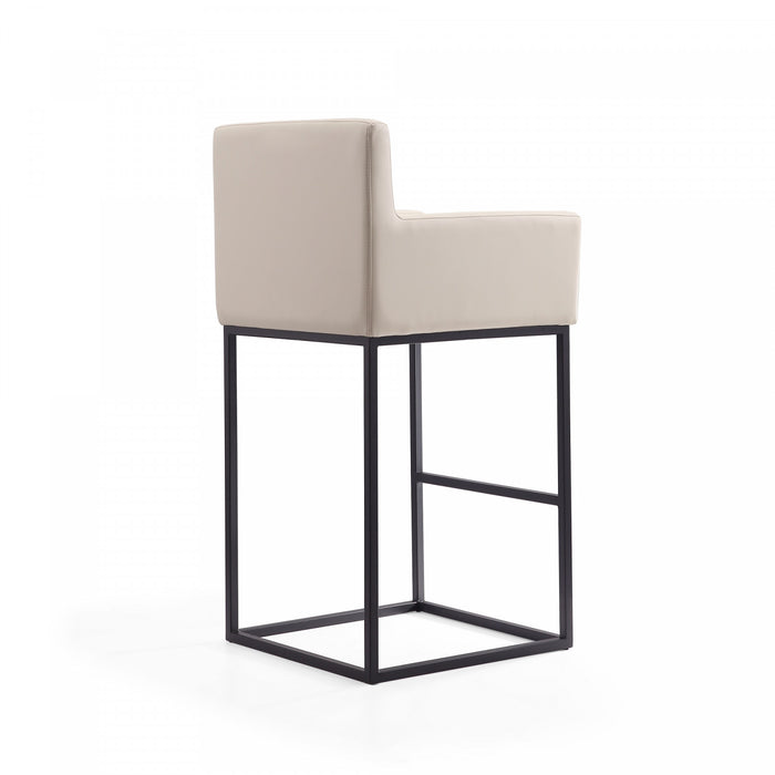 Tabouret de bar rembourre en metal style mid-century modern Ambassador, creme - Lot de 3