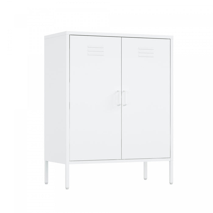 Armoire d’appoint moderne Naomi 32\" en metal blanc