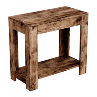 Table d’appoint étroite classique de 24 po avec rangement dissimulé et tablette inférieure - bois recyclé brun
