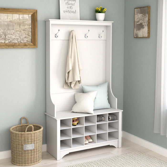 Portemanteau avec rangement pour chaussures - blanc