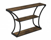 Console de qualité supérieure avec tablette de rangement - apparence de bois recyclé avec métal noir