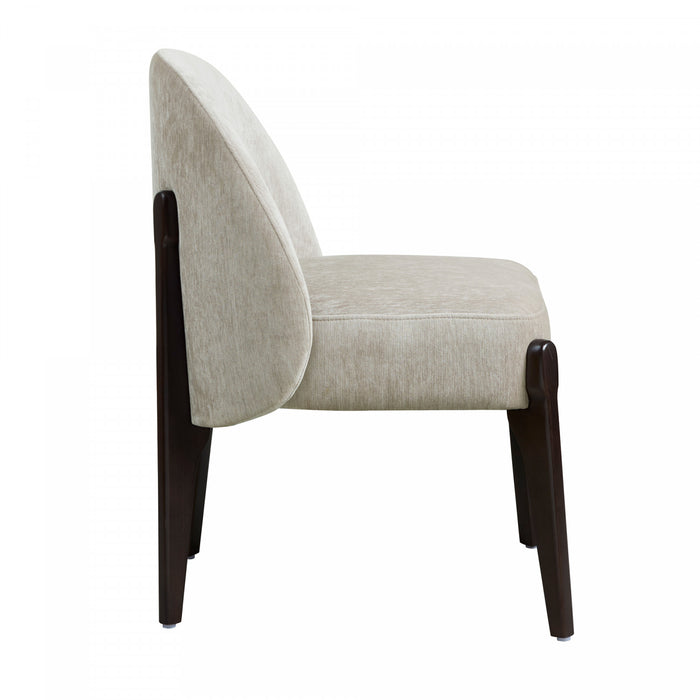 Chaise laterale contemporaine moderne Oslo en bois et chenille taupe - Lot de 2