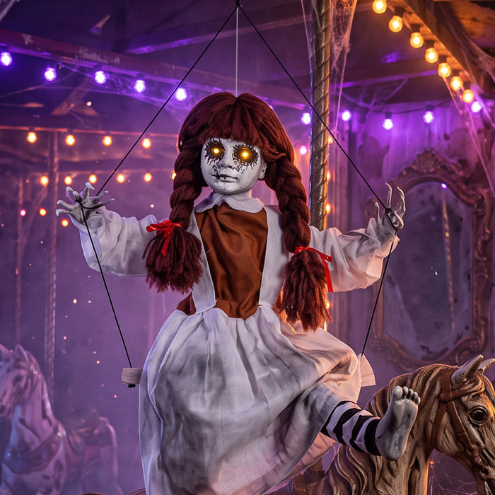 HOMCOM Decoration d'Halloween animee fillette effrayante sur balancoire