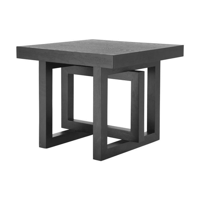 Ethan Table d'Appoint Rustique en Bois de Caoutchouc Solide, Noir