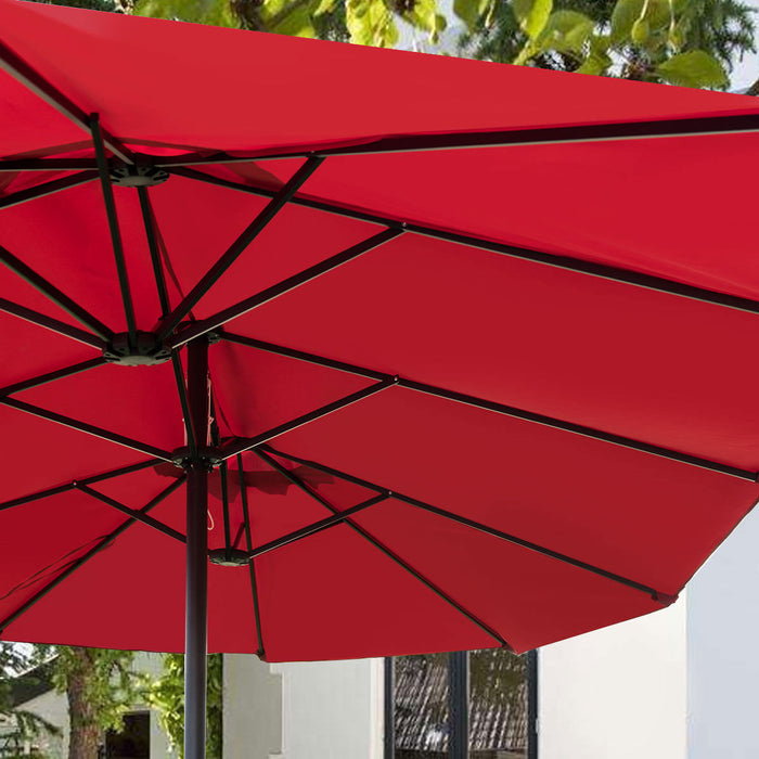 Costway Parasol de marche exterieur 15' double-face Twin Patio avec manivelle Vin