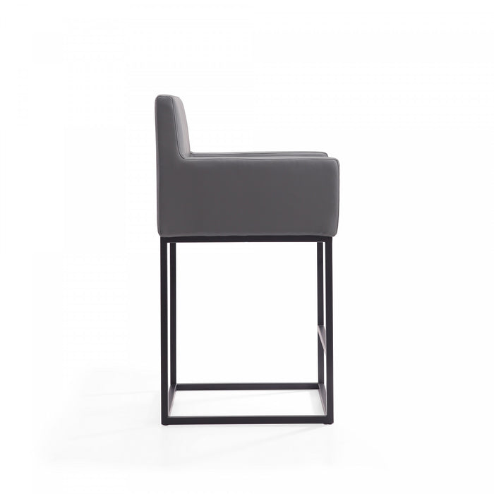 Tabouret de comptoir rembourre en metal gris style mid-century modern Ambassador - Lot de 3