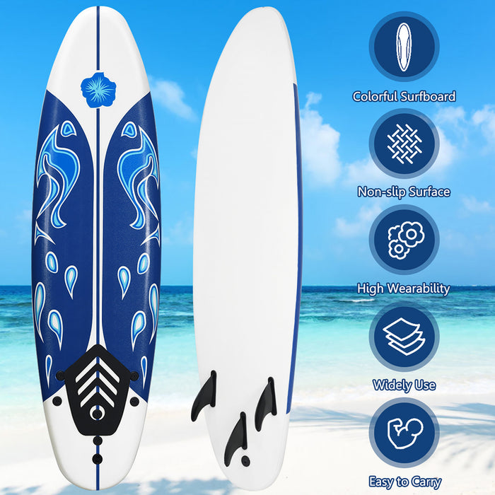 Costway – Planche De Surf De 6’’ A 3 Derives & Leash Pour Enfants, Adultes