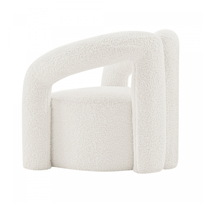 Fauteuil lounge Darian moderne en boucle blanc - Lot de 2