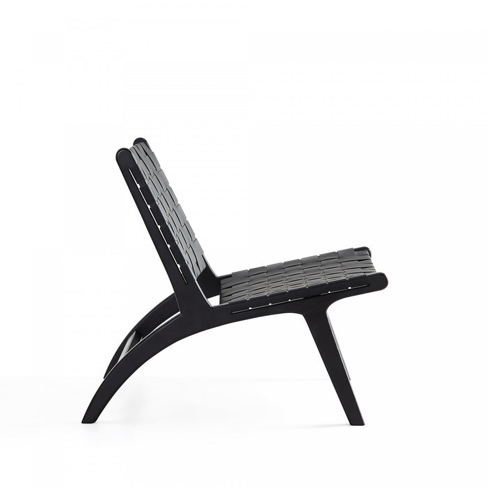 Fauteuil d’appoint Maintenon Industry Chic en bois et cuir vegetalien noir – Lot de 2