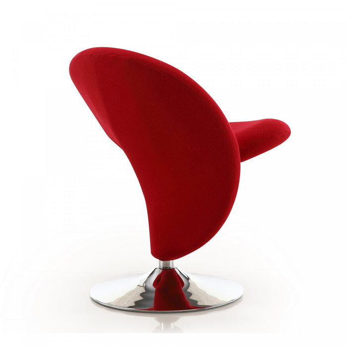 Fauteuil pivotant moderne en laine melangee Curl, rouge - Lot de 2