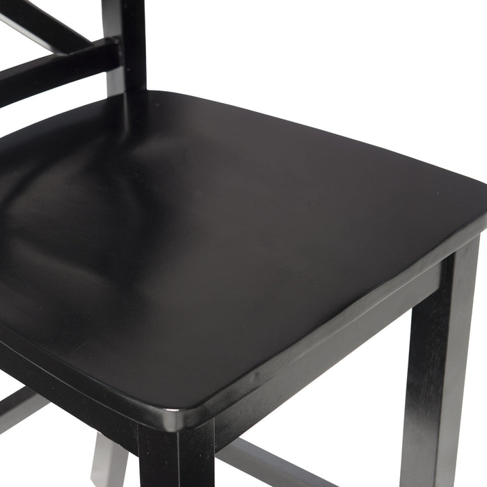 Tabouret Torino de hauteur comptoir avec dossier en X - noir