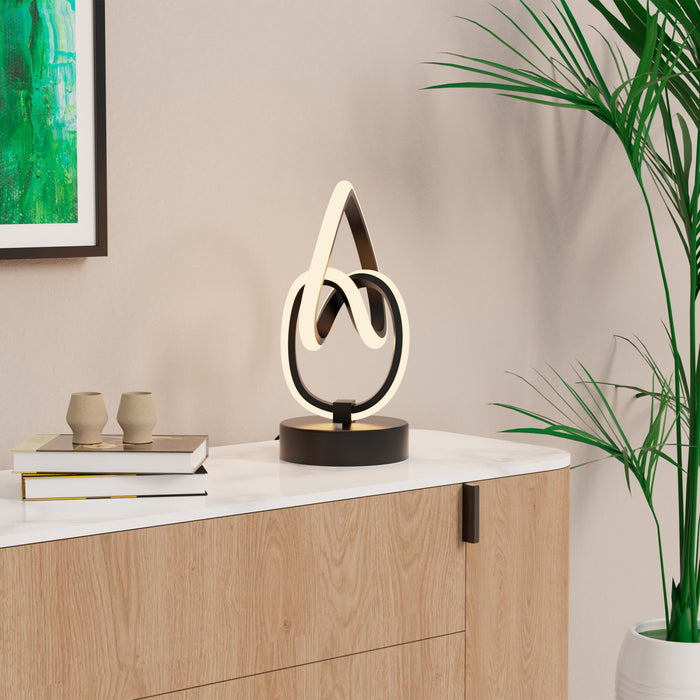 Lampe de table à DEL de 11 po noir mat à conception de boucle