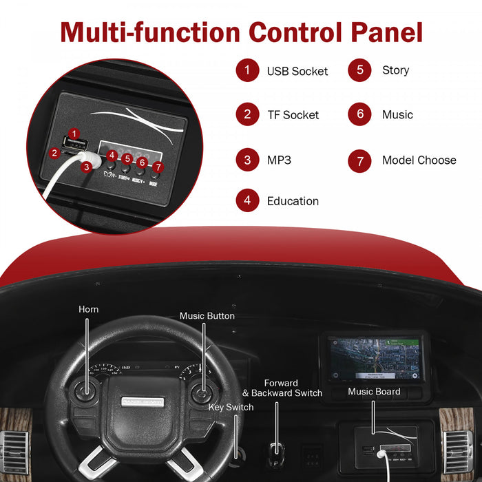 Costway 2 * 12v 2 Places Land Rover Enfants Sous Licence Sur La Voiture 4wd W / Peinture De Surface A Distance Rouge