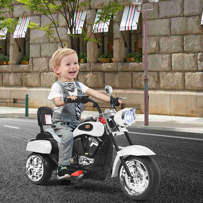 Costway 3 Roues Enfants Rouler Sur Moto 6v Batterie Alimentee Jouet Electrique Blanc