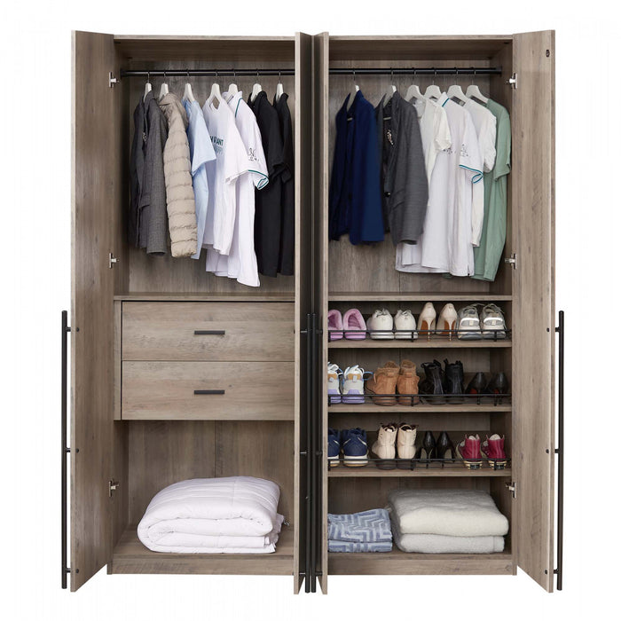 Armoire-penderie moderne Lee 2 pieces en gris rustique