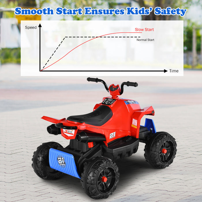 Costway Kids Ride On Atv 4 Wheeler Quad Spring Suspension W / Lights&music Rouge