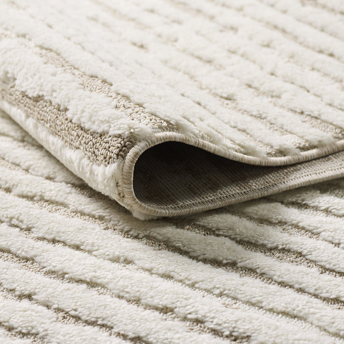 Carpette à poil long Quinto beige à motif de vagues - 5 pi 7 po x 7 pi 3 po 