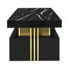 Noah Modern Coffee Table with Marble Pattern Top and Storage Drawers,Black | Noah table basse moderne – table avec plateau a motif marbre et tiroirs de rangement, noir