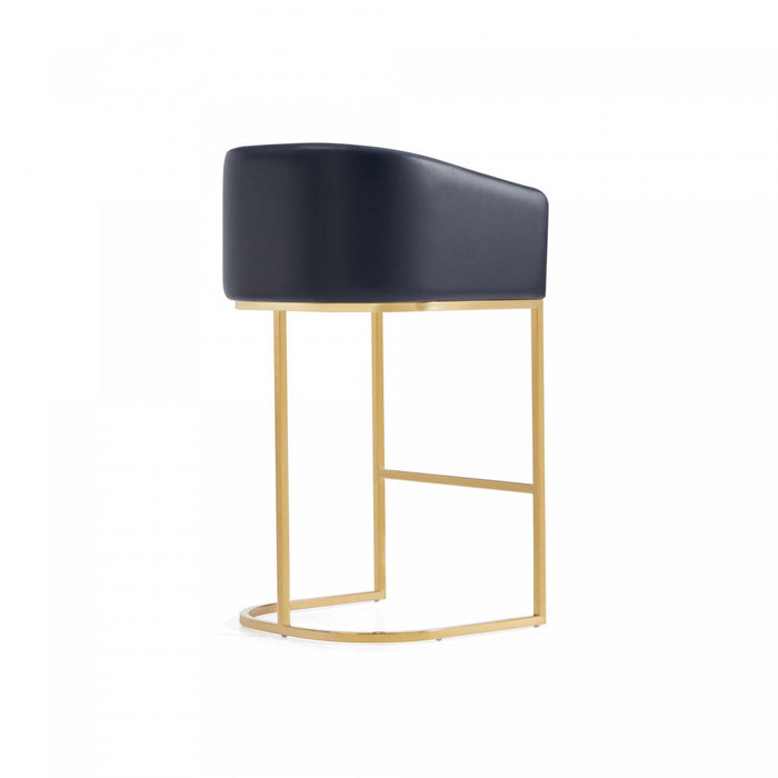 Tabouret de bar rembourre en metal noir style mid-century modern Louvre - Lot de 2