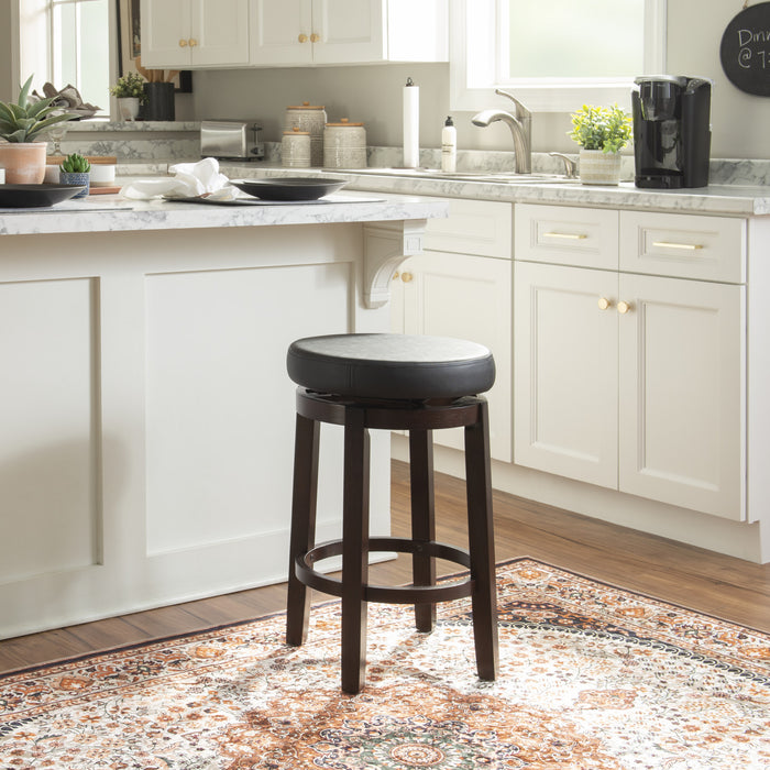 Tabouret Maya de hauteur comptoir en similicuir - noir