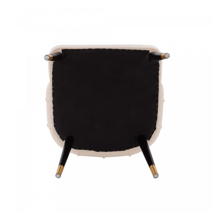 Chaise de salle a manger moderne en bois Eda avec revetement creme - Lot de 2