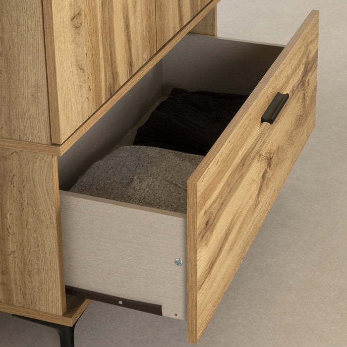 Musano Armoire Penderie Avec Portes Et Tiroir - Chene Nordique