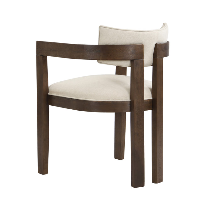 Evelyn Ensemble de 2 chaises de salle a manger en bois de caoutchouc avec accoudoirs et assise rembourree, noyer