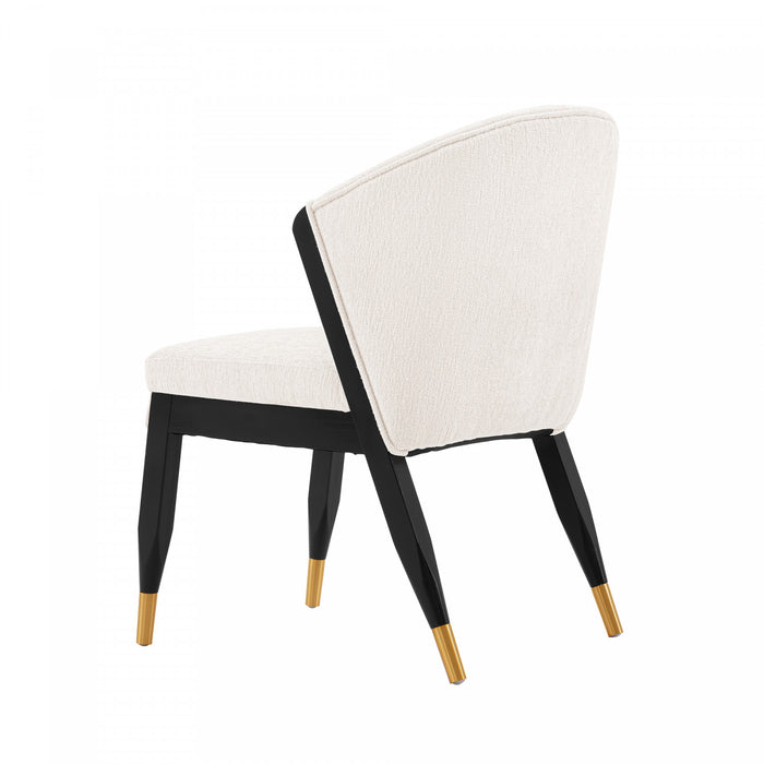 Chaise de salle a manger moderne Ola en bois et chenille creme - Lot de 2