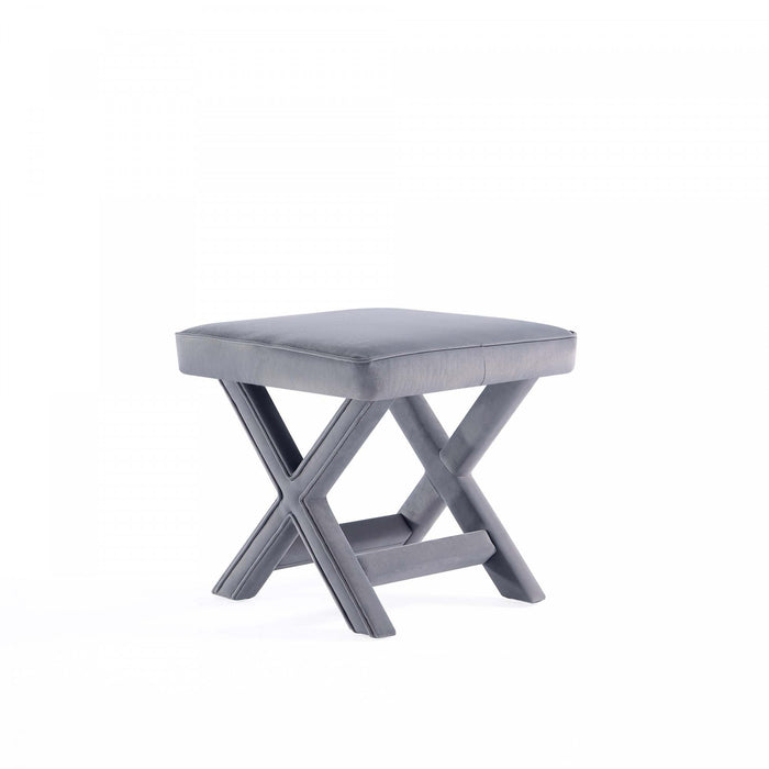 Banc d’appoint Abigail style milieu du siecle moderne en velours gris