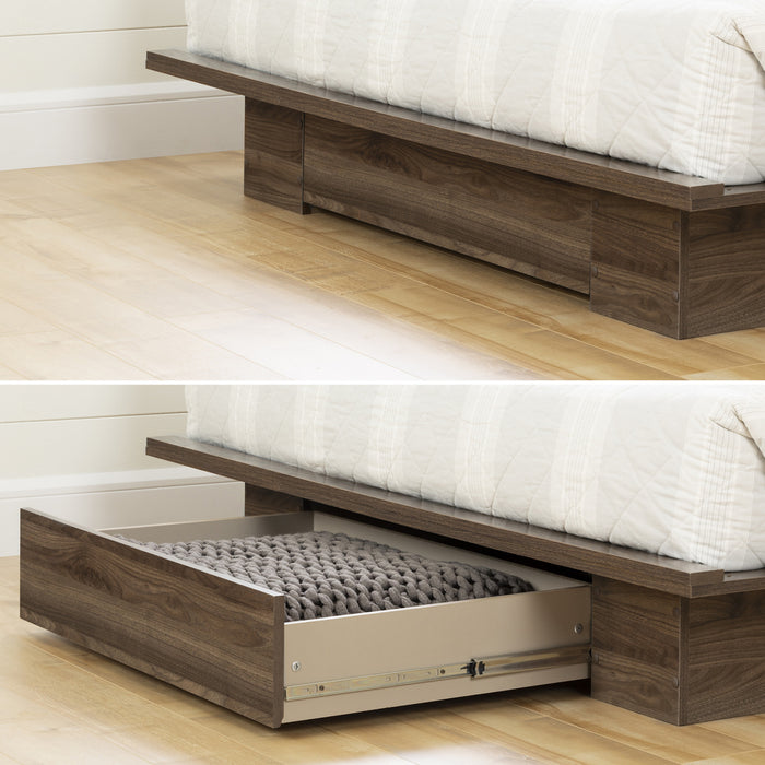 Tao Ensemble Lit Plateforme Et Tete De Lit Noyer Naturel, De Meubles South Shore