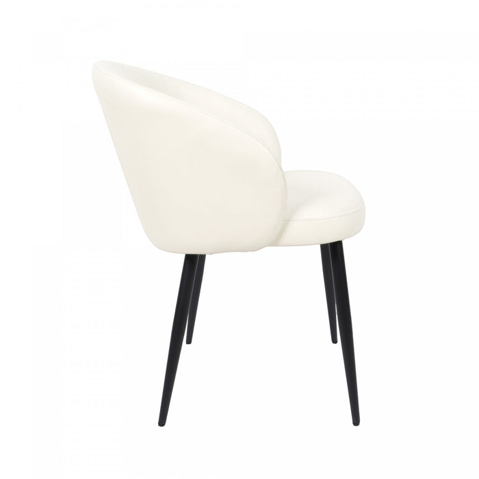 Chaise laterale moderne contemporaine Looma en cuir vegetalien et metal, ivoire - Lot de 2
