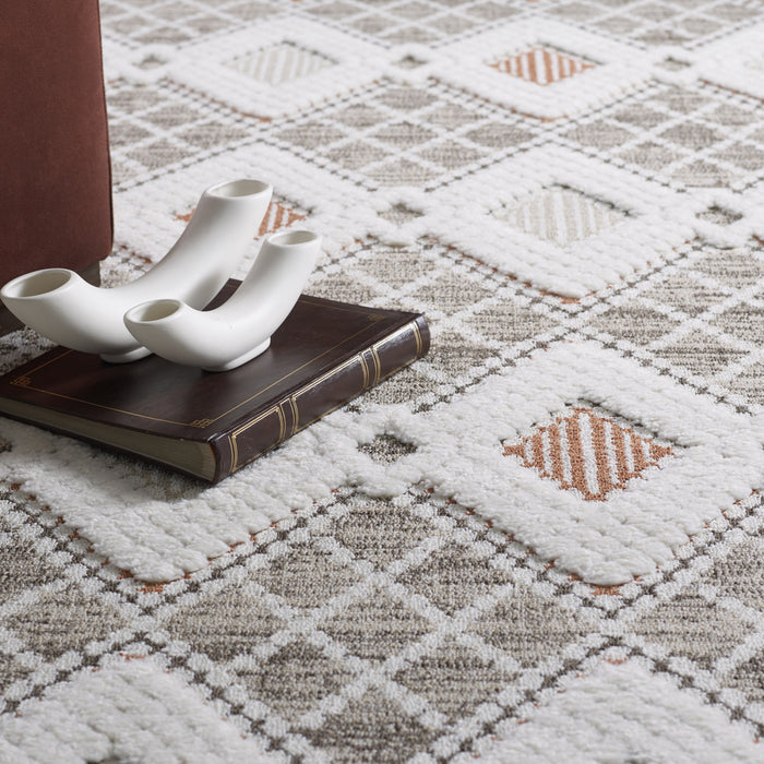 Carpette à poil long Quinto Twinkle orange - 6 pi 3 po x 9 pi