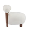Nube Modern Boucle Accent Chair with Curved Backrest and Four-Leg Design, Off White, Walnut | Nube Fauteuil d'Appoint Moderne en Bouclette a Dossier Courbe et Quatre Pieds, Blanc Casse, Noyer