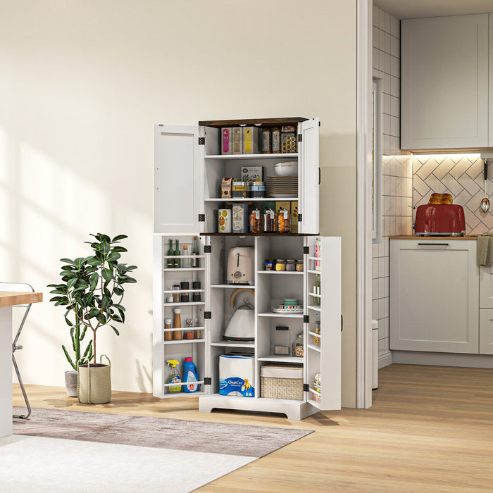 HOMCOM Armoire de cuisine, garde-manger de 64 po avec tablettes reglables