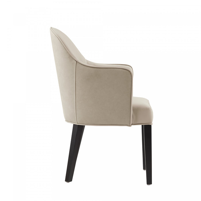 Fauteuil Hillman Moderne en Bois, Similicuir et Velours couleur Sable
