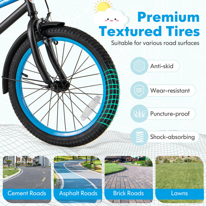 Costway 18\" Velo Pour Enfants Avec Guidon De Selle Reglable Roues D'entrainement Amovibles Frein A Main Noir