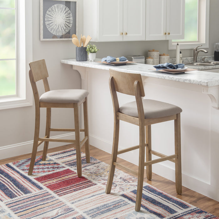 Tabouret bar Jorissen en tissu d'apparence lin - gris
