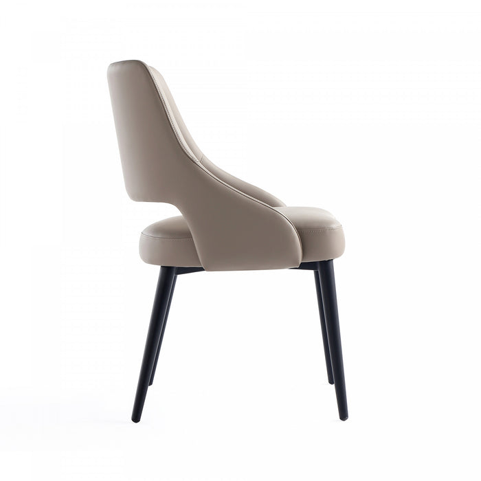 Chaise de salle a manger moderne Tremont en metal et cuir vegetalien taupe