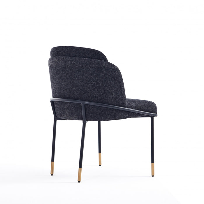 Chaise de salle a manger Flor en metal moderne a tissage serge, noire - Lot de 2