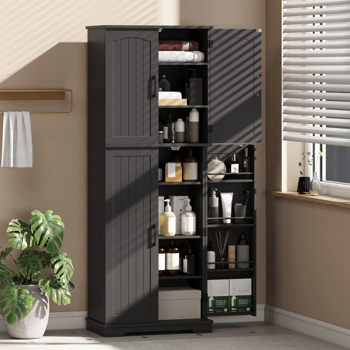 HOMCOM Armoire de rangement, 64 po, avec etageres reglables, noir